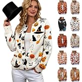 Halloween Sweater Women Pumpkin Ghost Cardigan Plus Size Fall Clothes