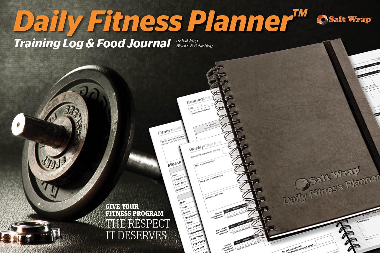 SaltWrap The Daily Fitness Planner - Gym Workout Log and Food Journal - with Daily and Weekly Pages, Goal Tracking Templates, Spiral-Bound, 7 x 10 inches : Sports & Outdoors