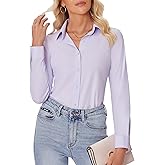 siliteelon Button Down Shirts for Women Slim fit Long Sleeve Stretch Dress Shirts Work Shirt Wrinkle Free Office Blouses