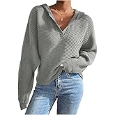 Verdusa Women's Cozy Sweaters Casual Hoodies Long Sleeve Ribbed Pullover Tops Fall Clothes