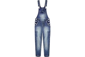 KIDSCOOL SPACE Girls Denim Overalls,12M-14T Stretch Denim Jeans Dungarees Pants