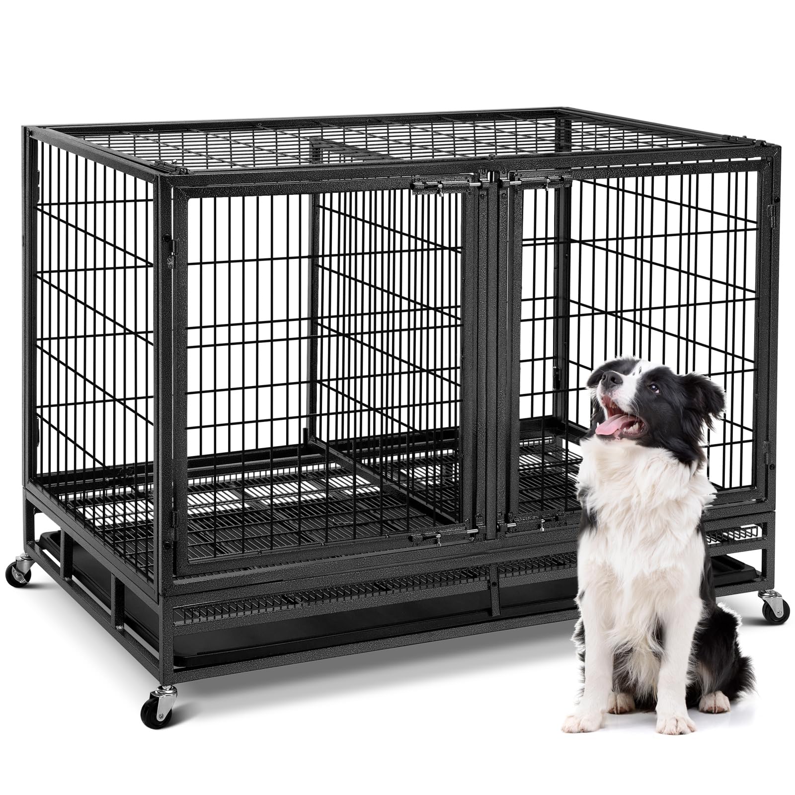 Photo 1 of *** reference photo***Oranland 48 inch Wire Dog Crate with Divider,2025 New Upgraded Stackable Dog Crate for Nursing Mother Dogs & Puppies,Large Dog Kennel with Reinforced Frame,Sturdy Locks Design/Removable Tray