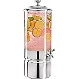 Godinger Beverage Dispenser, Cold Drink Dispenser, Iced Beverage Server, Stainless Steel and Glass - 2 Gallons