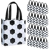Huhumy 24 Pcs Soccer Party Favor Bags Treat Goodie Snack Gift Bags with Handles for Sports Team Gift Birthday Party Supplies