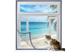 Homealexa Adjustable Window Screen, Max 51"x 59" Easy Install Self-Adhesive Mosquito Mesh with Reinforced Edge, DIY Temporary Window Screens Replacement