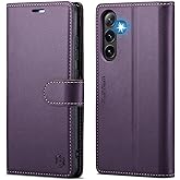 FLIPALM Wallet Case for Samsung Galaxy S24, RFID Blocking Credit Card Holder, PU Leather Folio Flip Kickstand Protective Shockproof Cover for S24 (Purple, for S24-6.2")