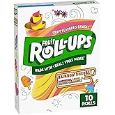 Fruit Roll-Ups Rainbow Sherbet Fruit Flavored Snacks, 10 ct, 5 oz | Gluten Free, Raspberry, Lemon &amp; Orange Creamsicle Flavors, Real Pear Puree, Gelatin Free, Vitamin C