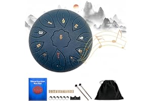LTAXAF Rain Drum for Outside - Steel Tongue Rain Drum 11 Note 6 Inch for Garden When it Rains with Bag, Music Book, Mallets, Musical Education Entertainment Meditation Yoga Zen Gifts (Navy Blue)