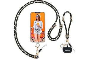 Kaptron Universal Phone Lanyard with Wrist Strap, Adjustable Crossbody Cell Phone Lanyard Neck Strap and Wristlet Strap with 2 Lobster Clips, Phone Tether Patches and Phone Straps