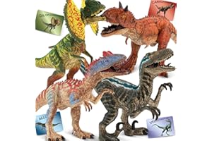 Zippytots 4 PCS Big Dinosaur Toys for Kids 3-5 Realistic Dinosaur Figures with Learning Cards & Movable Parts- Jumbo Dino Toys for Kids 5-7 Ideal Gift for Toddlers Boys Girls Ages 3+