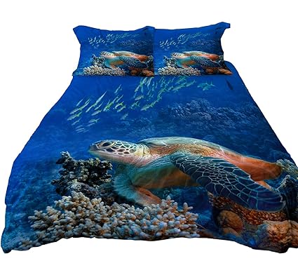 Buy Anoleu Microfiber Reversible Bedding Sets Printed Sea Turtle