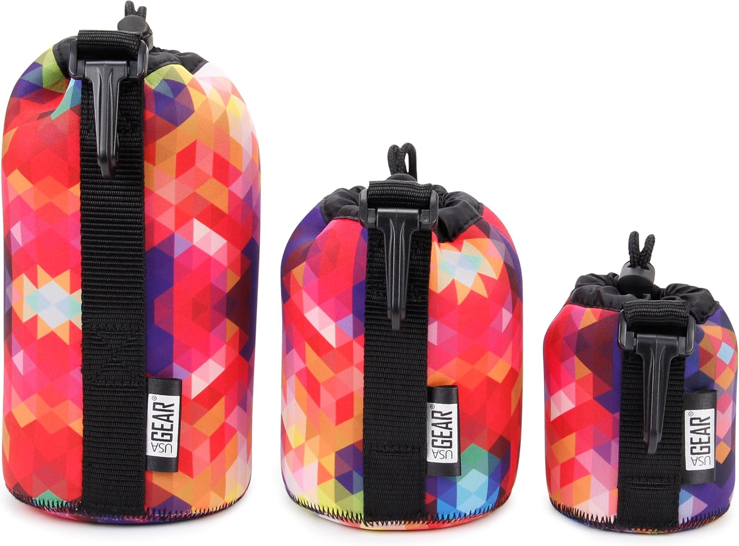 USA Gear FlexARMOR Protective Neoprene Lens Case Pouch Set 3Pack