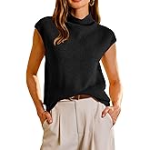 Arach&Cloz Women's Wool Blend Mock Neck Business Casual Sweater Vest 2025 Fall