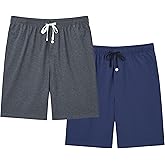 Vulcanodon 2 Pack Mens Cotton Cool Pajama Shorts Soft Breathable Lounge Pants Comfy Sleep Bottoms With Pockets