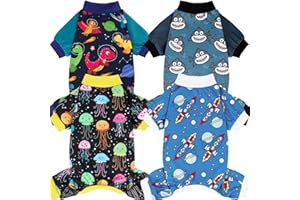 XPUDAC Dog Pajamas Clothes for Small Dogs Boy Girl, Doggie Pjs Puppy Onesies Outfits Pet Clothes for Dog Cat Christmas Pajamas, 4 Styles (Universe, Medium)