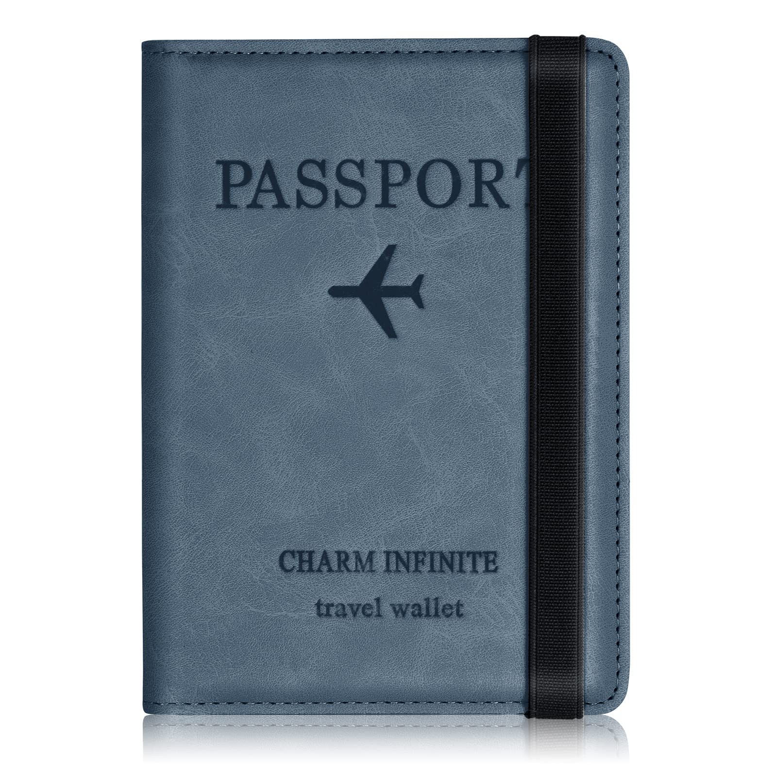 Toctax Passport Holder Cover, PU Leather RFID Travel Wallet Case Organiser Accessories, UK Passport Cover for Passport, Business Cards, Credit Cards, Boarding Passes (Blue)