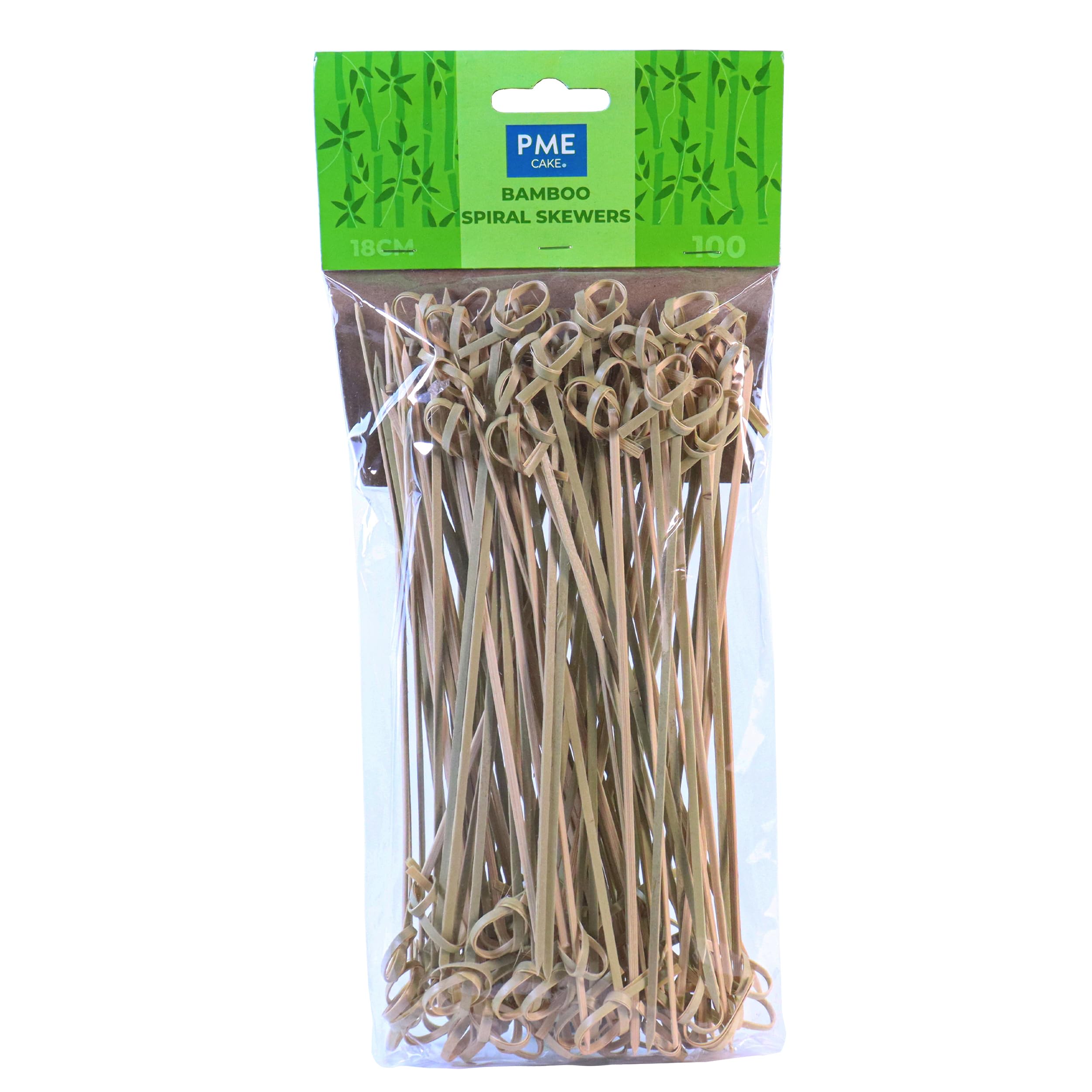 PME LSK181 Bamboo Spiral Skewers 18cm, Pack of 100, Brown