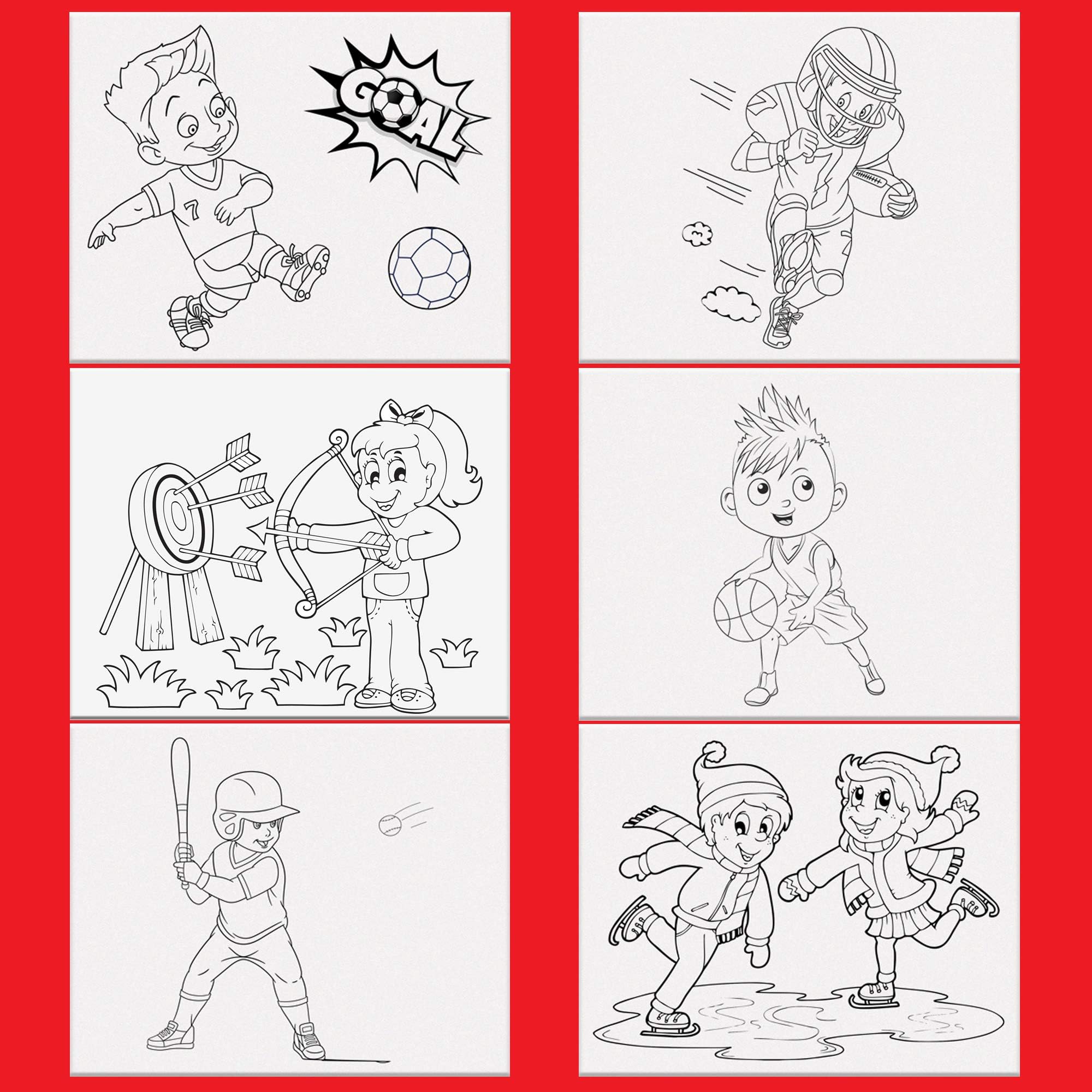 ETI Toys, 6 Canvas Set โ 6 Sports Edition Themed Pre-Sketched Panels โ 8x10 in Canvas for Painting with Stencil Drawings for Artist Kids +6yrs โ Primed, 100 Percent Cotton & Acid Free Canvases
