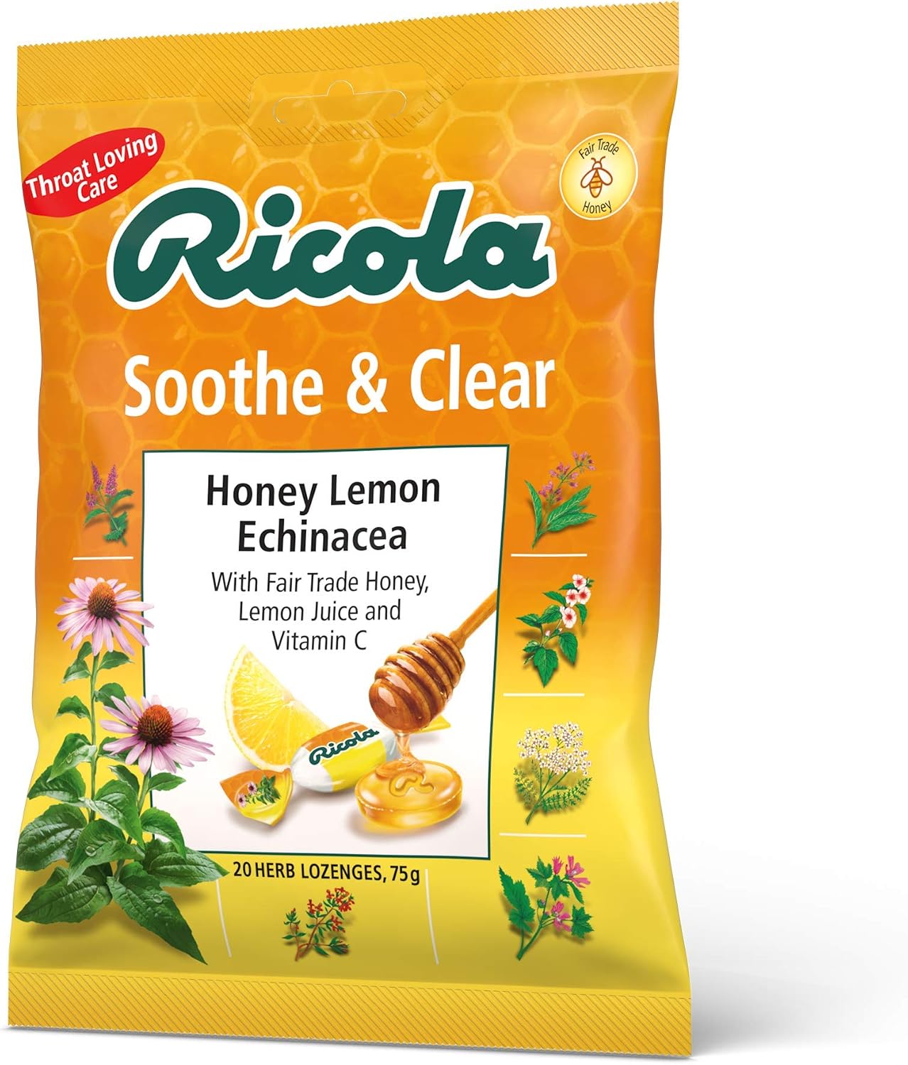 Ricola Honey Lemon and Echinacea Cough Drops Bag, Pack of 12, Naturally Effective Throat Lozenges, Cough Sweets,12 X 75 g - Image 3