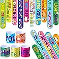 40 Pcs Bible Verses Religious Christian Slap Bracelets for Kids Jesus Love You Wristbands Inspirational Motivational Christian Nativity Slap Bracelet Sunday School Supplies He Is Risen(motivational)
