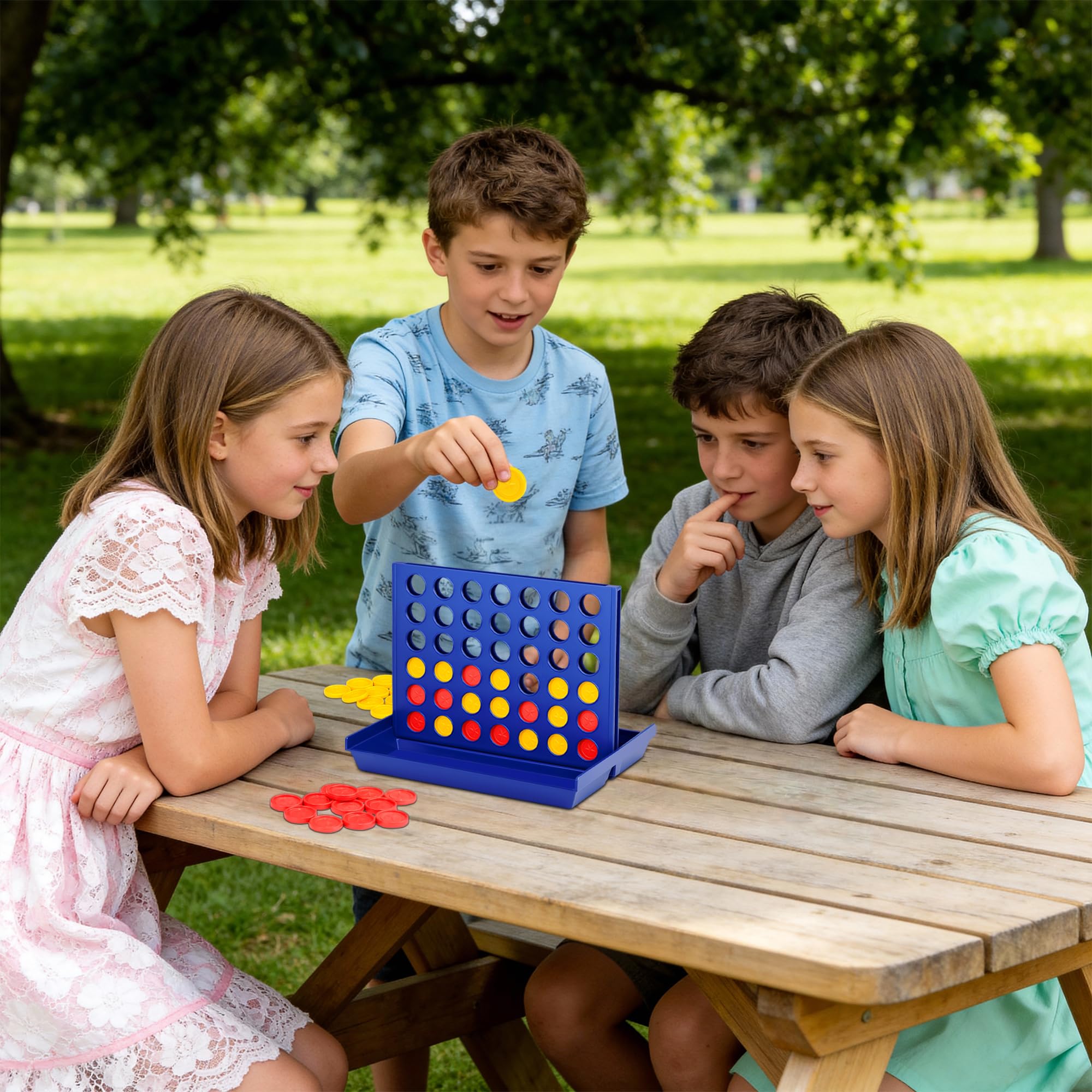 VingaHouse 4 in einer Reihe Spiel, Strategiespiel für 2 Spieler, Familienspiel ab 3+ Jahren, Pädagogisches Lernspielzeug, Brettspiel für Kinder & Erwachsene, Geschenk für Zuhause & Reisen [Stern Groß] 7