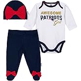 Gerber NFL baby girls 3 Pack Bodysuit Registry Gift Set Footed Pant and Cap