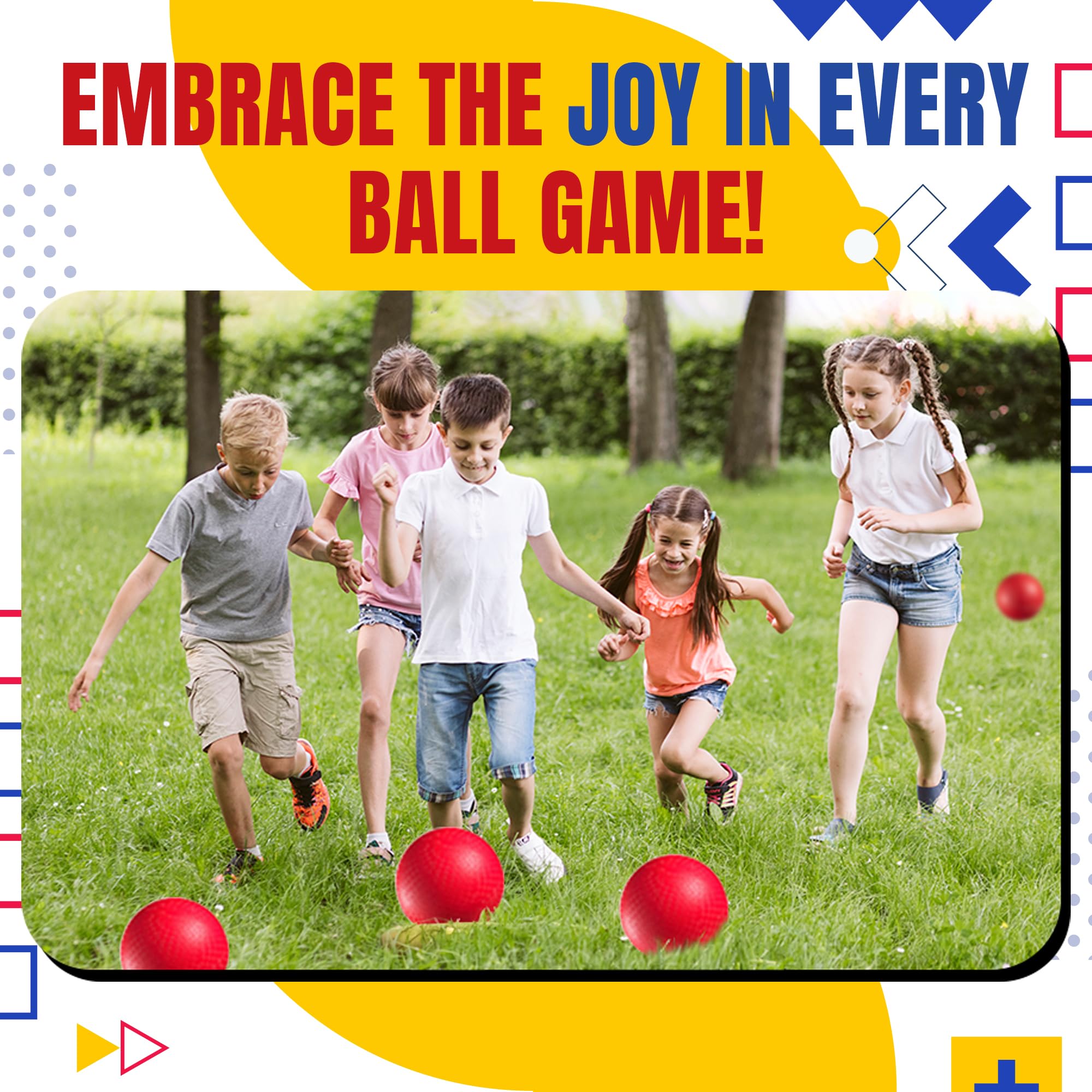 Bedwina Playground Ball - 8.5 Inch (1-Pack) Red Rubber Bouncy Inflatable Balls, w/Air Pump, for Kids & Adults, Indoor & Outdoor Games, Kickballs, Dodgeball, Four Square, Handball and More