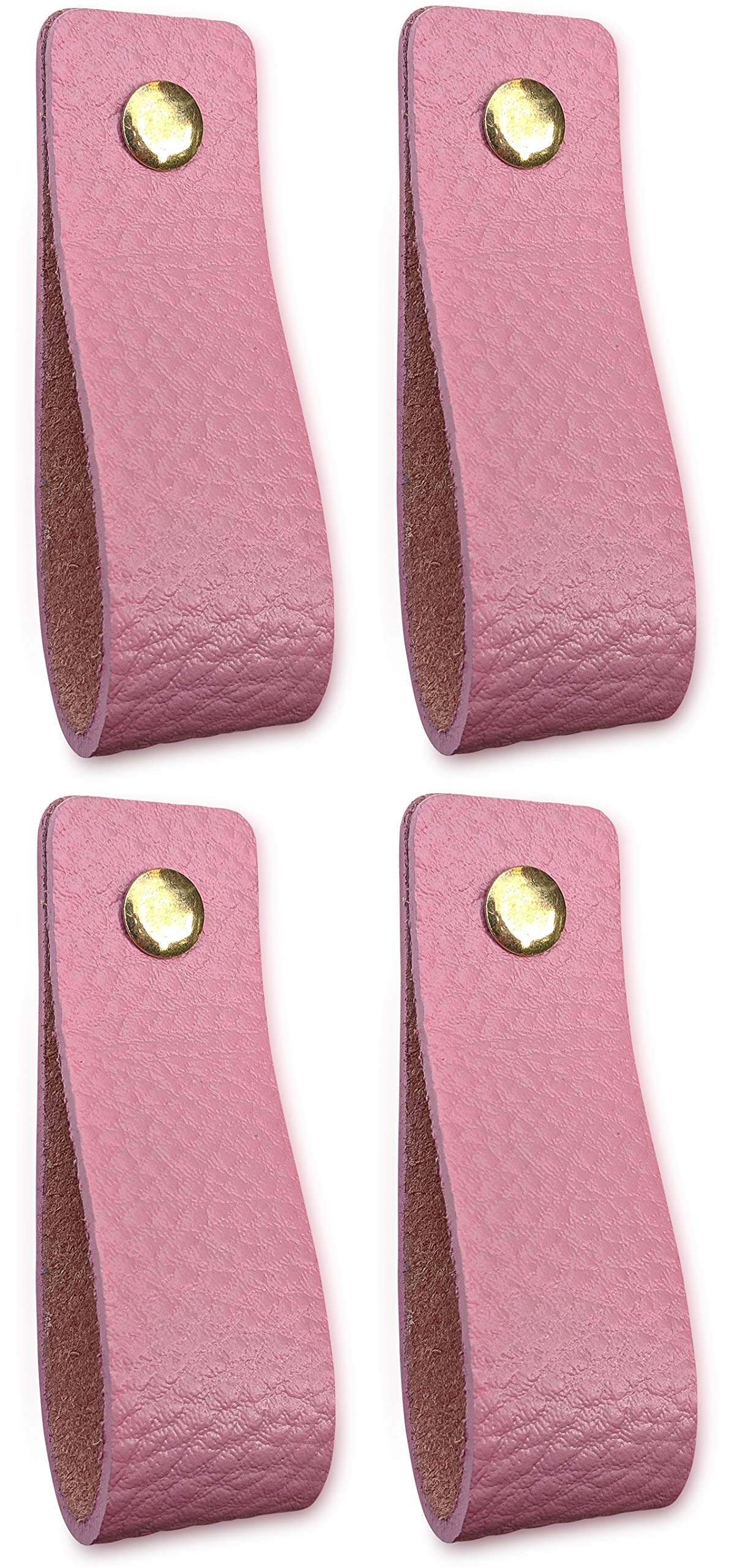 Brute Strength - Leather Handles for Furniture - Old Pink - 4 pcs - 16,5 x 2,5 cm - Cabinet Handle, Door Handle for Kitchen, Bathroom, cabinets, Dresser, Wood โ image 1