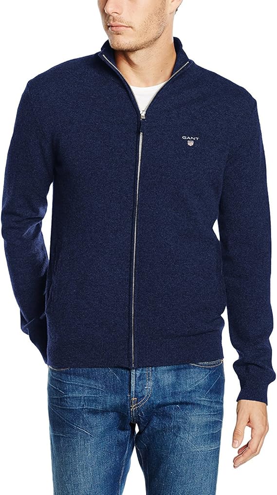 GANT 86214482 Lambswool FullZip, Cardigan für Herren, Blau (Dk