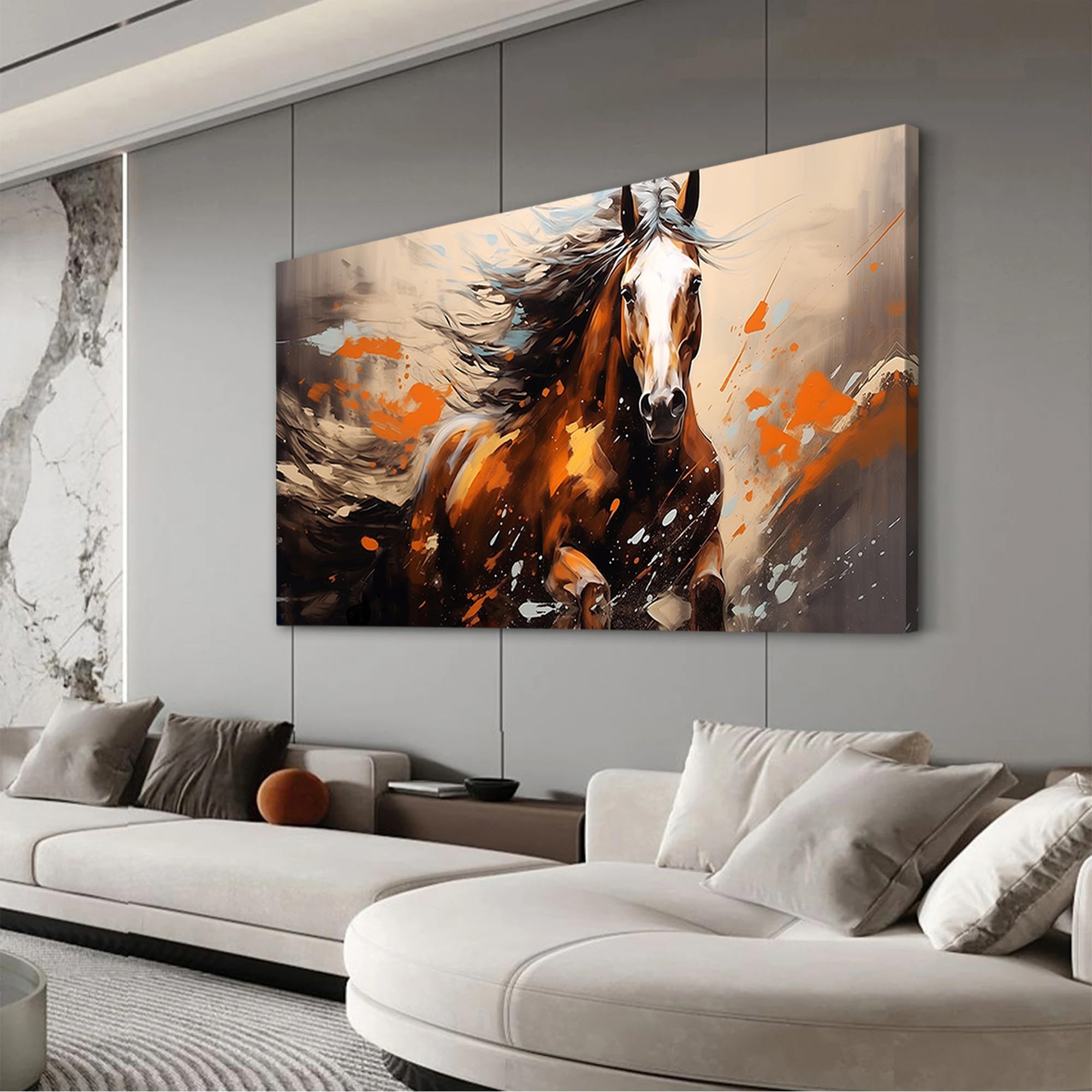Framed Abstract Horse Canvas Wall Art Home Decor Horse Painting Wall Art Prints Canvas Wall Art for Living Room Decor Bedroom Home Bathroom Wall Decor Big Animal Artwork Vintage Modern Wall Art Farmhouse Home Kitchen Abstract Illustrations