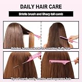 soodyoow 3-in-1 Slick Back & Edge Brush Set Pink, Hair Brush & Comb view 4