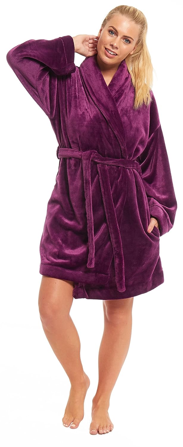 Unbranded Ladies Womens Marks and Spencer Fleece Dressing Gown Purple