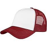Falari 5-Panel Mesh Baseball Cap, Trucker Hat, Structured Plain Design, Cotton, Adjustable Size