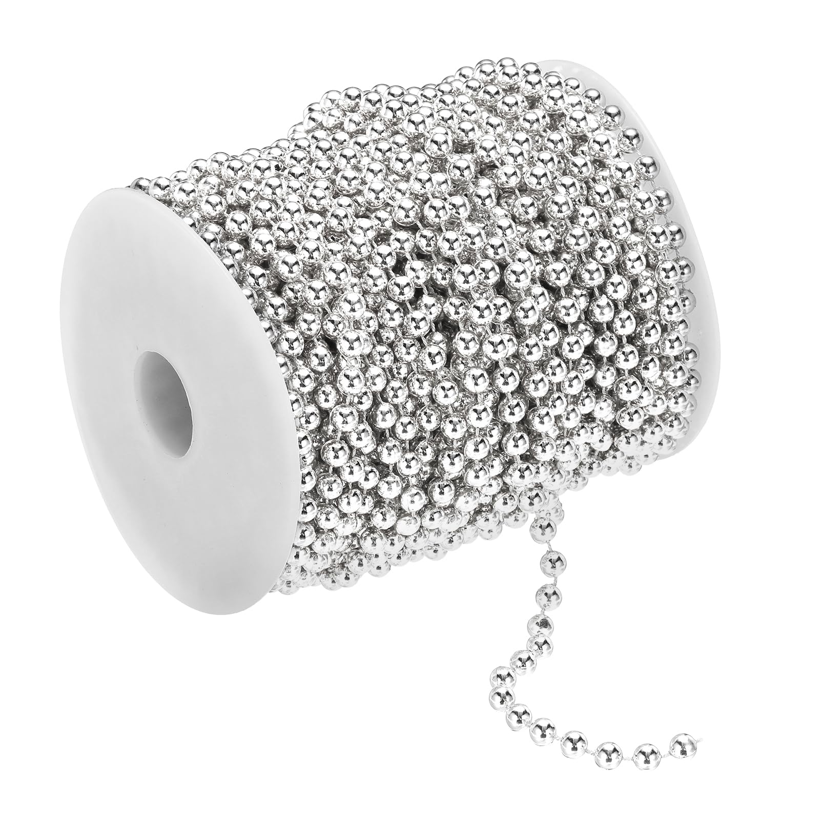 PATIKIL 8mm Pearl String, 32.8Ft/10m 1 Roll Pearl Trim Artificial Pearl Strand Spool for DIY Jewelry Decor Wedding Party Christmas Trees, Silver