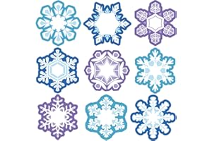 CONTAINLOL 45 Pcs Winter Cutouts, Christmas Accents Paper Cutouts Name Tags Seasonal Winter Bulletin Board Tree Displays Classroom Decor for Teacher Student Homeschool Holiday (Snowflake Style, Blue, Purple)