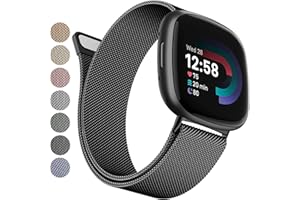 YILED Metal Bands Compatible with Fitbit Versa 3/Versa 4/Fitbit Sense/Sense 2 for Women Men, Stainless Steel Mesh Breathable Wristband Strap with Adjustable Magnet Lock