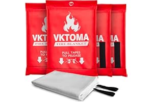 Vktoma Fire Blankets Emergency for Home, Fire Blankets to Smother a Kitchen Fire, 40” x 40” Emergency Fire Blanket 4 Pack, Fiberglass Fire Blanket for Kitchen, Camping, Car, Picnic, Fireplace