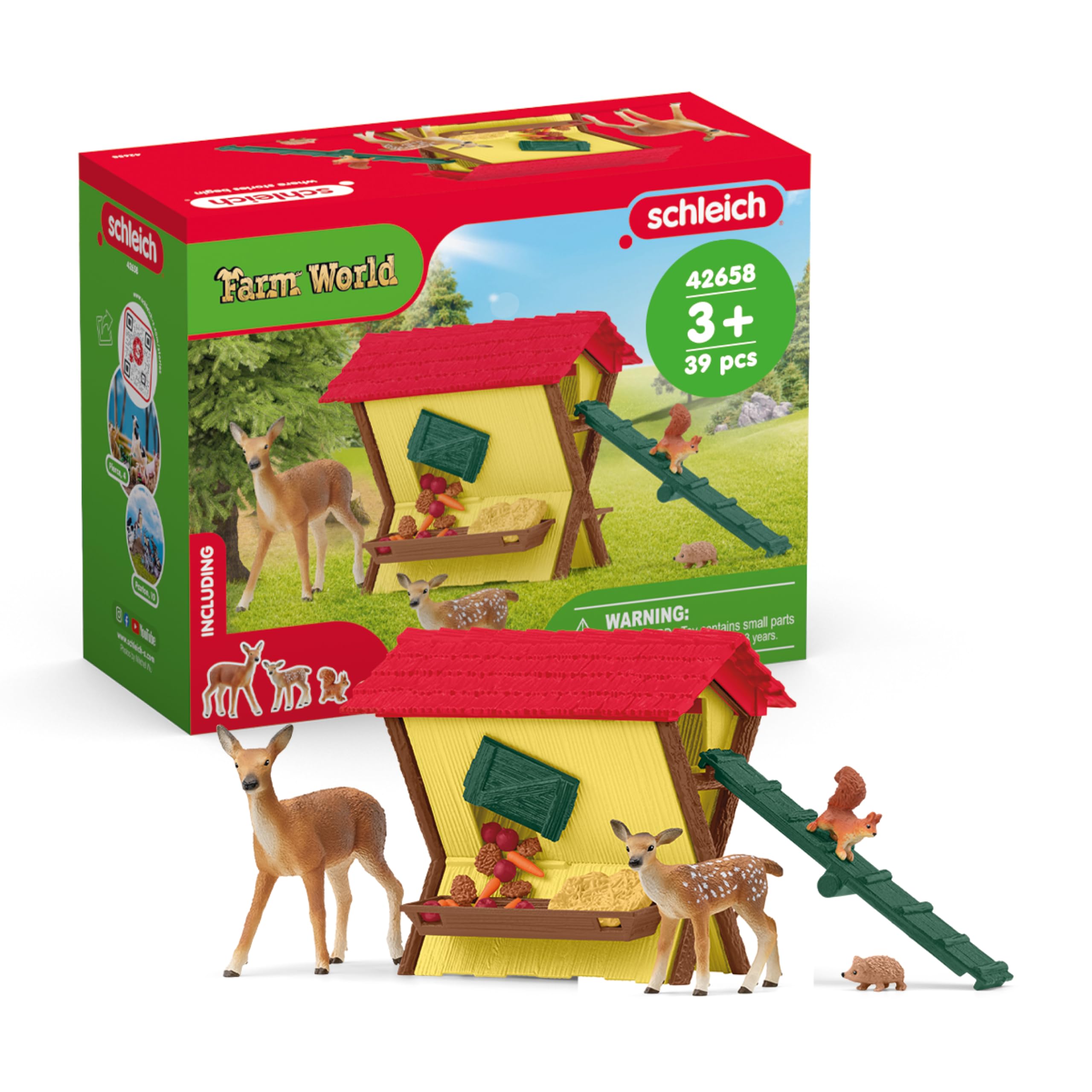 SCHLEICH Farm World - 39 Piece Feeding the Forest Animals Playset Toy with Deer, Fawn, Hedgehog, Squirrel Figures and Accessories - Fun, Educational Figurines for Boys and Girls - Kids Ages 3+