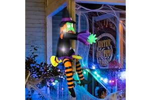 Kitticcino Halloween Inflatables Witch Outdoor Decorations 4 FT Blow Up Witch with Build-in LED Lights Outdoor Holiday Yard Garden Door Tree Porch Halloween Party Decor