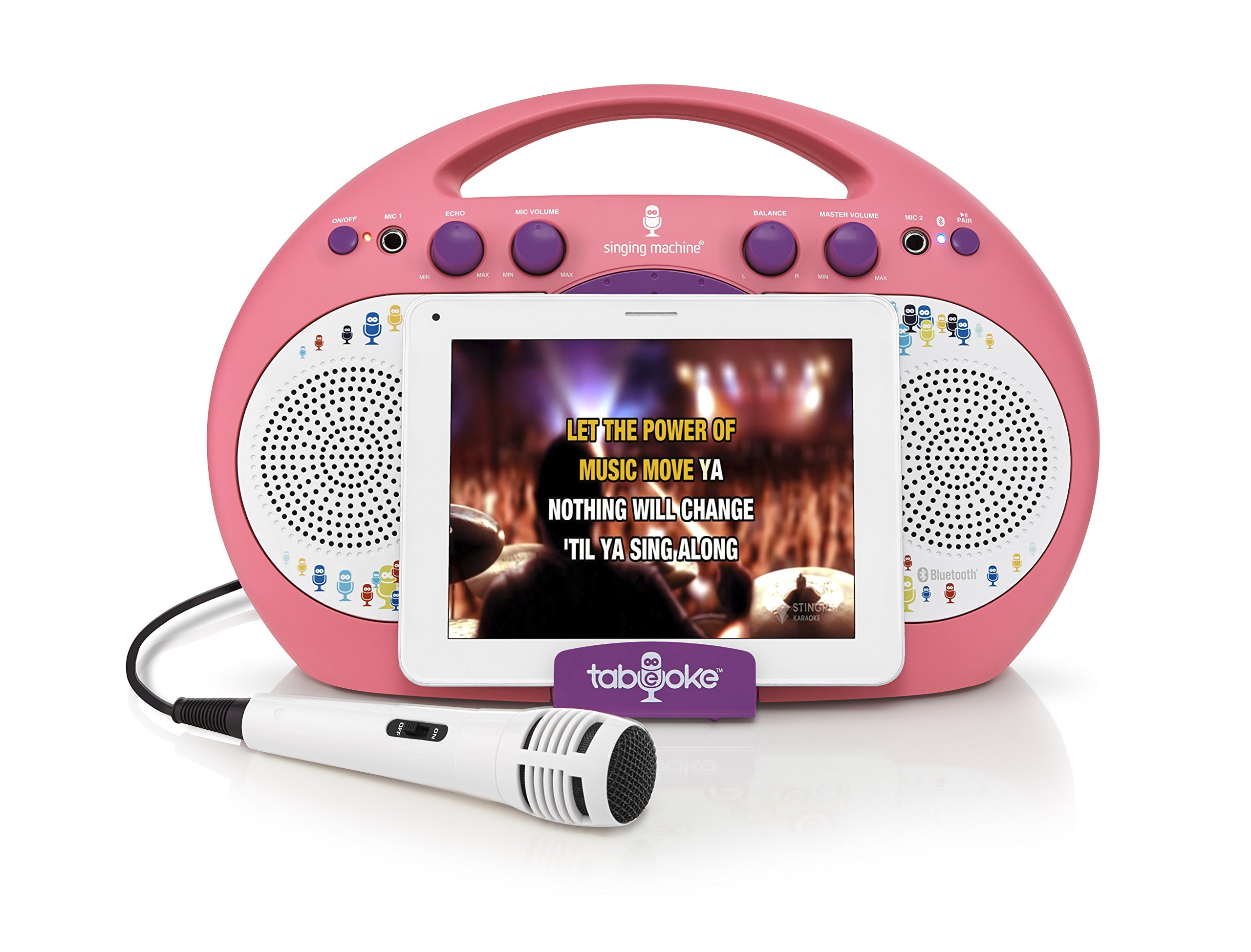Pink Girls Karaoke Singing Machine Bluetooth Streaming For Kids Android