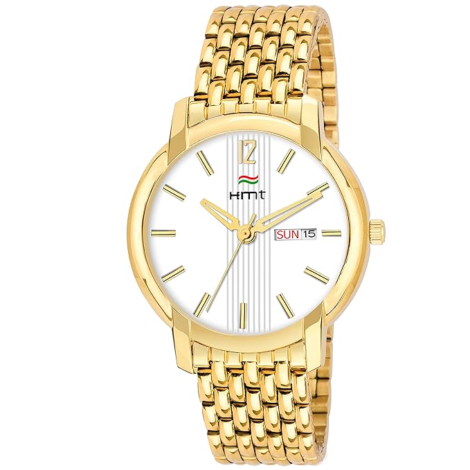 Quartz Movement Analogue White Dial Day n Date Display Watch