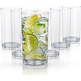 Zulay Kitchen Acrylic Plastic Glasses Drinkware - 6 Piece Unbreakable Plastic Tumblers - BPA-Free, Reusable Plastic Drinking Glasses for Home & Outdoors - Lead-Free & Dishwasher Safe - (24 oz)