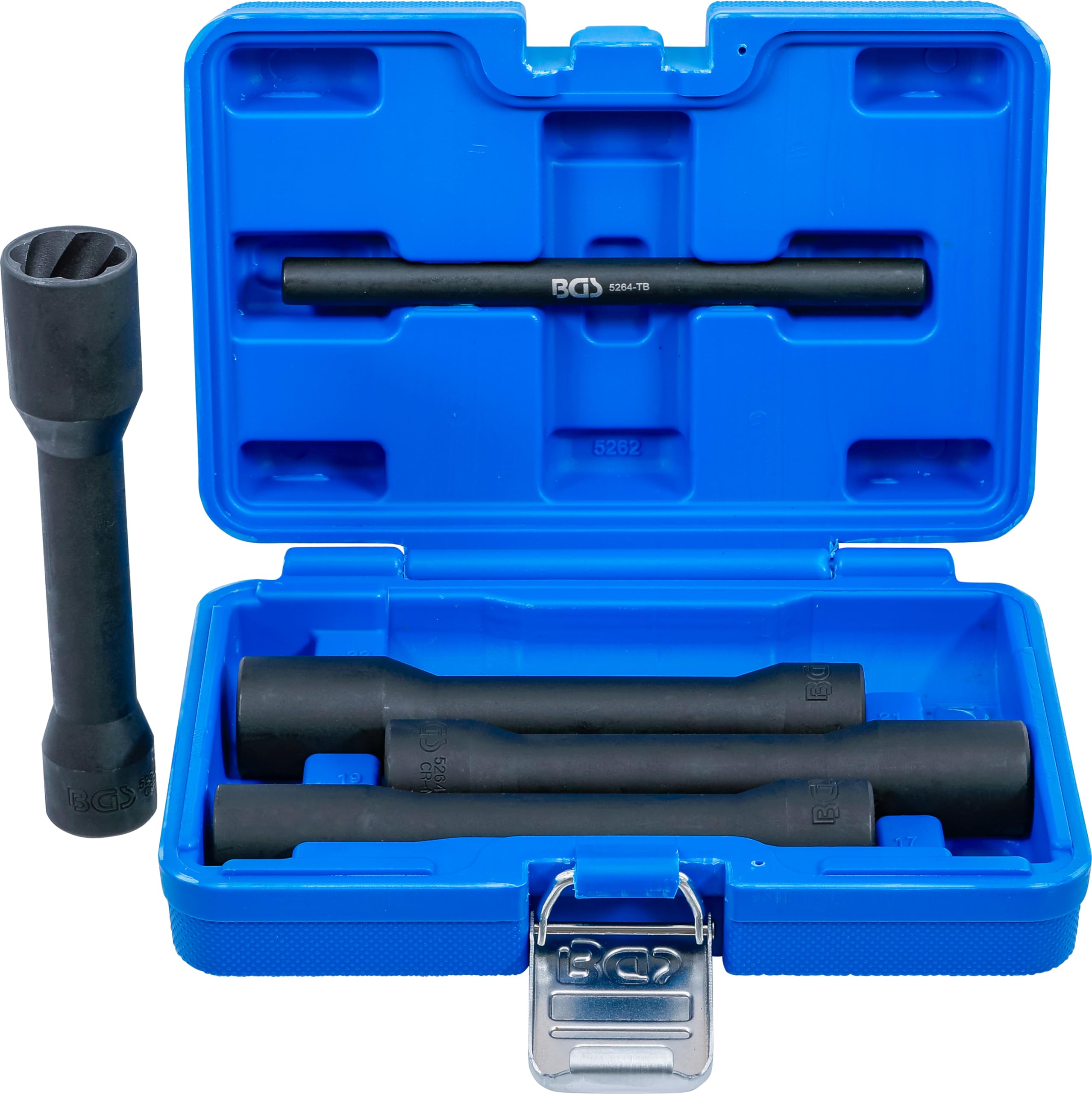 BGS 5262 | Twist Socket Set (Spiral Profile) / Screw Extractor, deep | 12.5 mm (1/2") Drive | 17 - 22 mm | 5 pcs.
