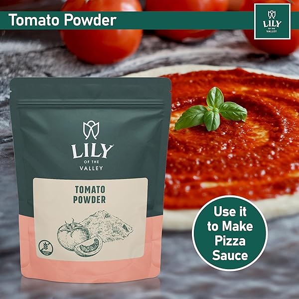 LILY OF THE VALLEY TOMATO POWDER – SOLANUM LYCOPERSICUM – IDEAL FOR COOKING – VEGAN & GLUTEN-FREE – PACKED IN RESEALABLE POUCH (16OZ, 453G)- PACKAGE MAY VARY