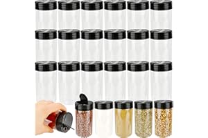 Conagel 24 Pack 8 oz Plastic Spice Jars with Black Shaker Lids Large Spice Bottles Empty Seasoning Containers for Kitchen Pep