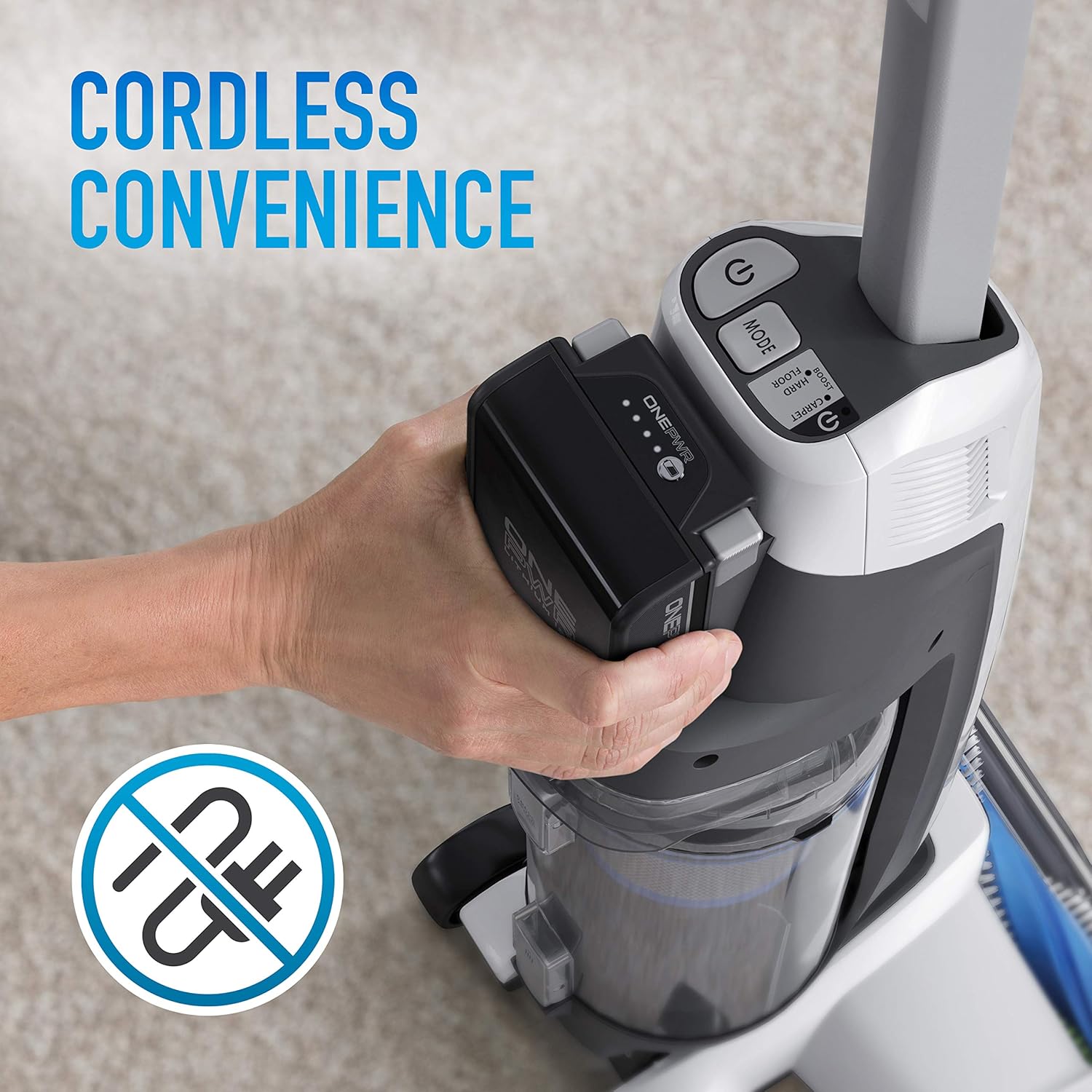 Hoover Onepwr Evolve Pet Cordless Small Upright Vacuum Cleaner, Lightweight Stick Vac, BH53420PC, White: Home & Kitchen