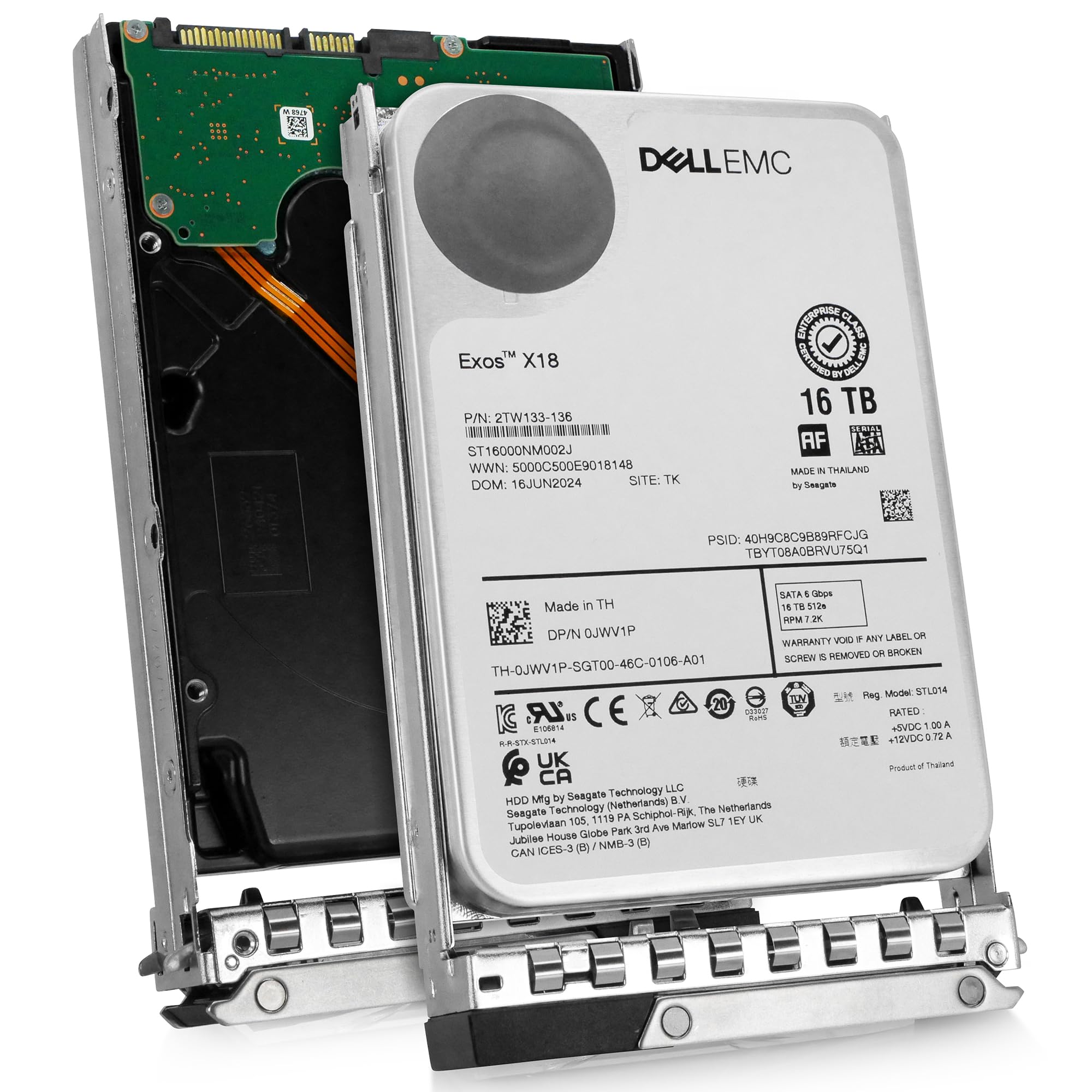 Dell 16TB 7.2K RPM SATA 6Gb/s 512e 3.5in PowerEdge Enterprise Hard Drive for: R440 R750 R450 T150 R470 T560 T40 R250 R740 R640 T550 T350 R540 G16 Tray 0JWV1P JWV1P
