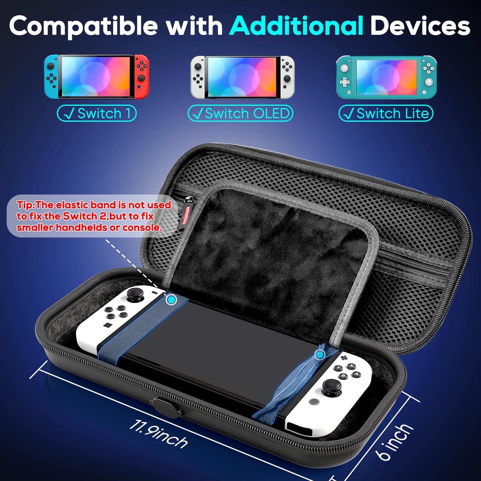 Auarte [Charge Inside Switch 2 Carrying Case for Nintendo Switch 2 Console 2025 / Switch Original/Switch OLED, Slim Travel Carry Case for Switch 2 Accessories with 10 Game Card Storage (Carbon Black)