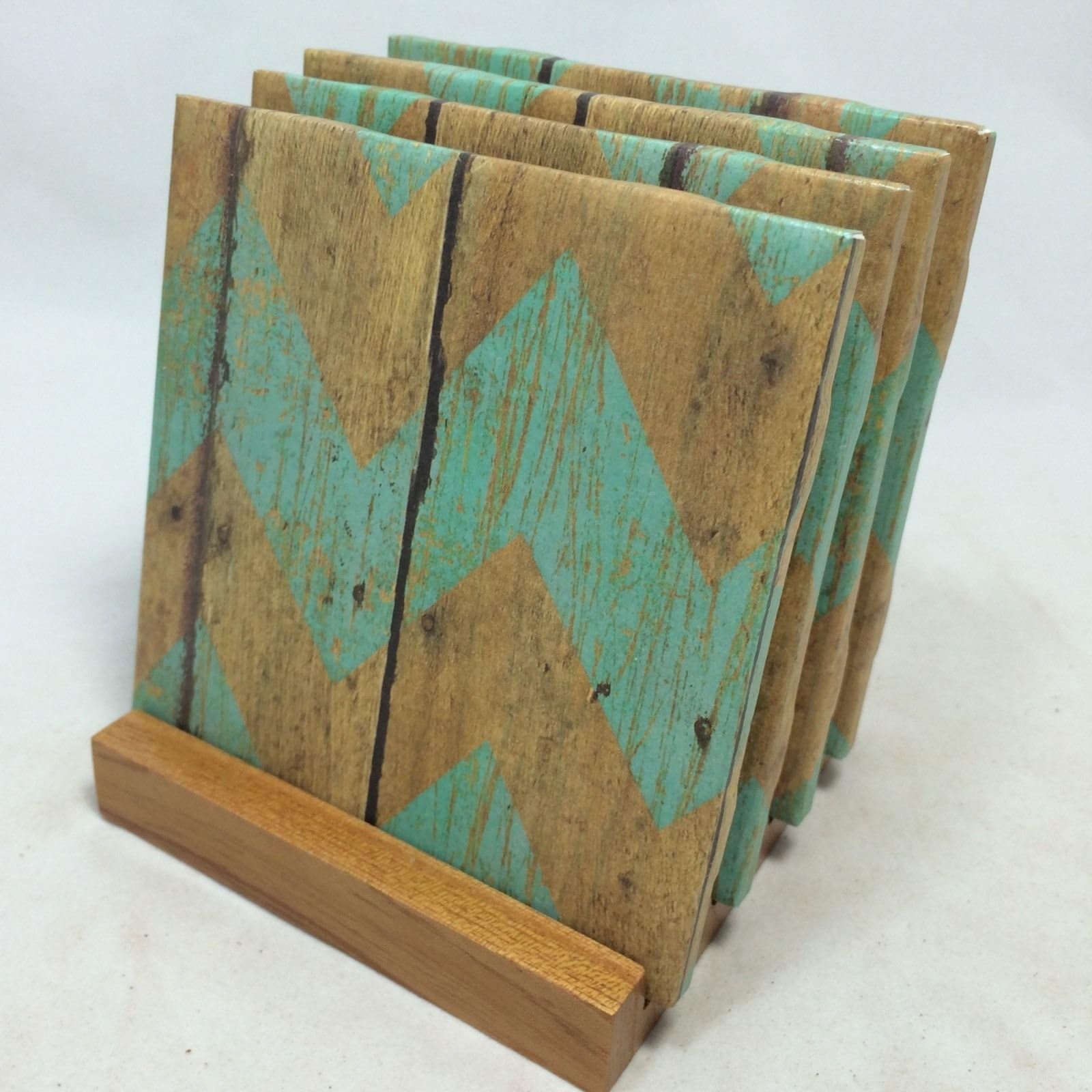Burlap Script Handmade Tile Coasters (Set of Four)