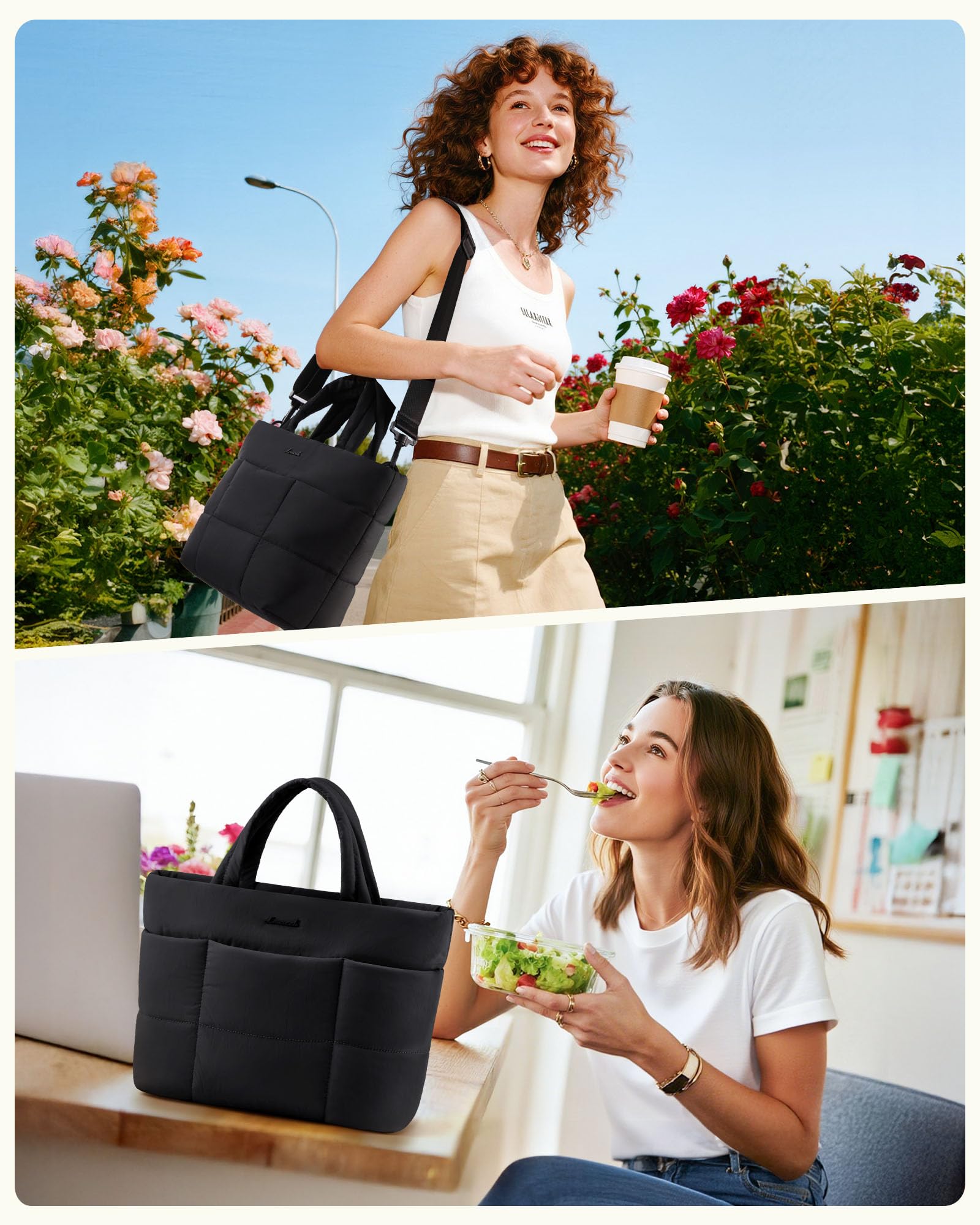 LOVEVOOK Small Tote Bags for Women, Puffer Purse and Handbags, Mini Crossbody Puffy Top Handle Shoulder Satchel Bag